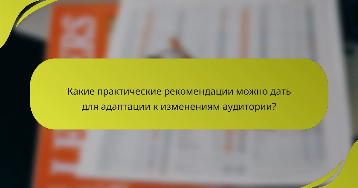 Какие практические рекомендации можно дать для адаптации к изменениям аудитории?