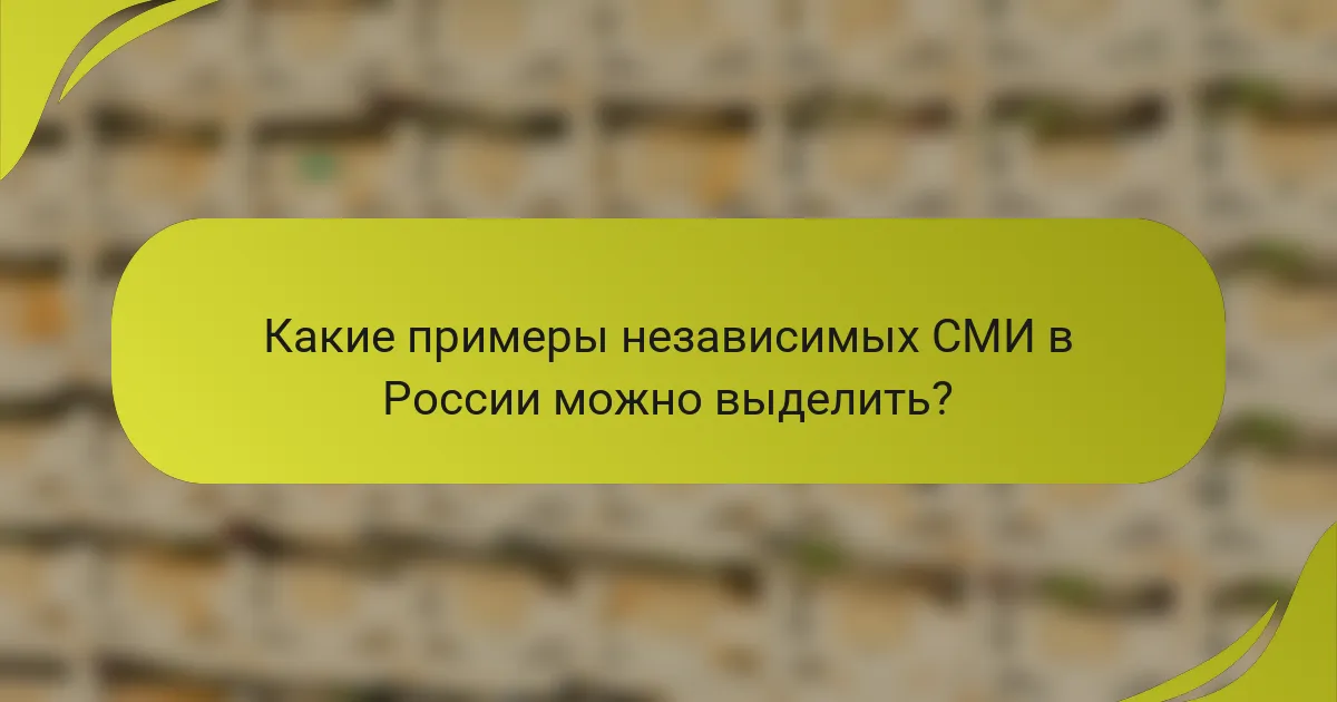 Какие примеры независимых СМИ в России можно выделить?